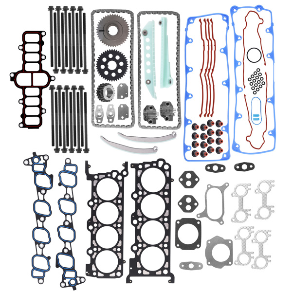 Timing Chain Kit Head Gasket Bolts Set fit for Ford E150 E250 E350 F150 4.6L SOHC V8-9