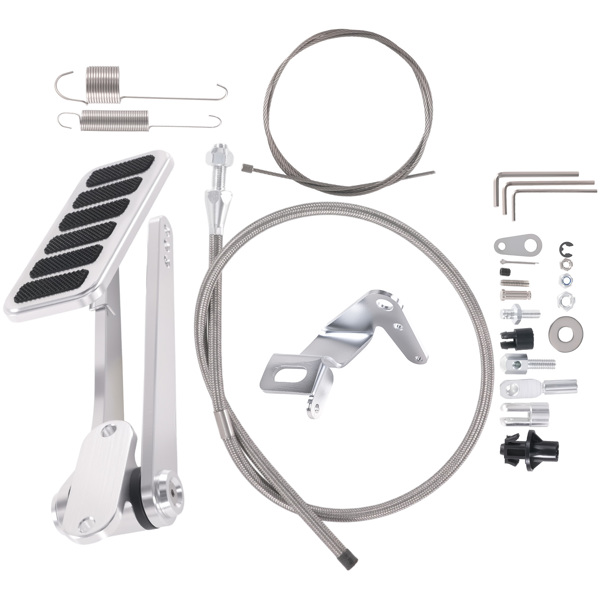 Universal Street Hot Rod Gas Pedal + Throttle Cable & Spring Kit Aluminum Alloy-9