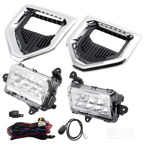 Pair Fog Lights Lamps fit for GMC Sierra 1500 Denali 2019-2022 W/ Bezels LH+RH-9