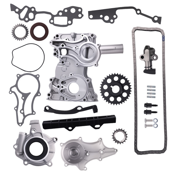 Timing Cover Chain Kit w/Steel Rail+Water&Oil Pump fit for Toyota Pickup 2.4L  85-95-9
