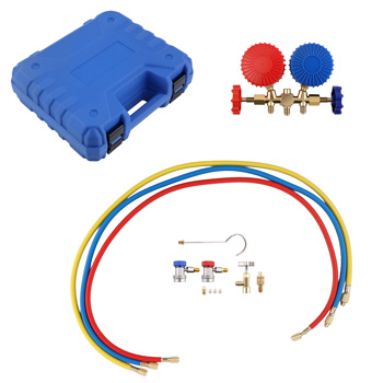 3-Way AC Gauge fit for R134a R12 R22 HVAC Manifold Service Set w/ Quick Coupler