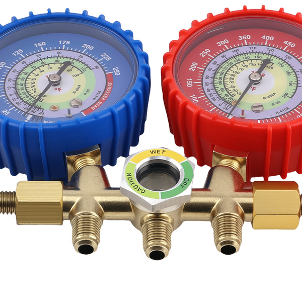 3-Way AC Gauge fit for R134a R12 R22 HVAC Manifold Service Set w/ Quick Coupler-7