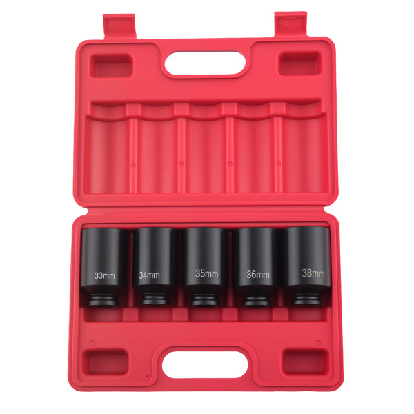 5pc 1/2" Drive Front & Back Wheel Spindle Axle Nut Deep Impact Socket Kit Set-8