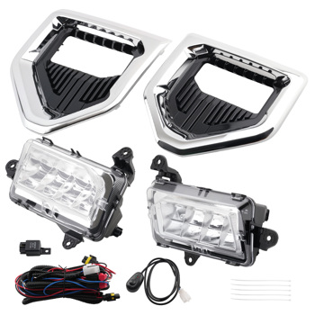 Pair Fog Lights Lamps fit for GMC Sierra 1500 Denali 2019-2022 W/ Bezels LH+RH
