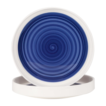 White-Blue Ceramic Dinner Plates Set of 2 - Microwavable Plates for Heating <b style=\\'color:red\\'>Food</b> Stylish Dinner