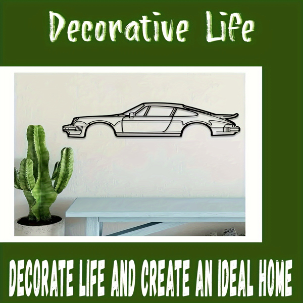 引人注目的墙壁装饰艺术：创意金属铁艺术线911涡轮跑车壁挂。这款居家艺术墙面装饰挂件，以墙面雕塑的形式，为您的空间增添一抹汽车魅力和现代风格。（TikTok、temu下自提）-36