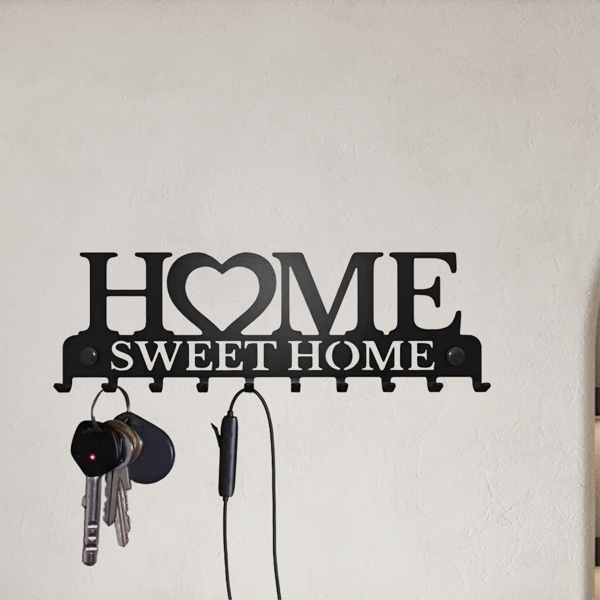 复古金属钥匙架壁挂式乡村入口收纳手工铁钩怀旧家装坚固的钥匙收纳走廊墙面装饰非常适合您的入口或大厅（TikTok、temu下自提）-80