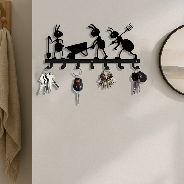 现代蚂蚁主题的墙壁挂钩组织者：时尚个性驱动的钥匙和大衣架与实用挂钩（TikTok、temu下自提）-4