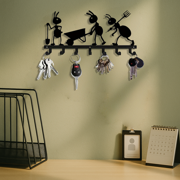 现代蚂蚁主题的墙壁挂钩组织者：时尚个性驱动的钥匙和大衣架与实用挂钩（TikTok、temu下自提）-3