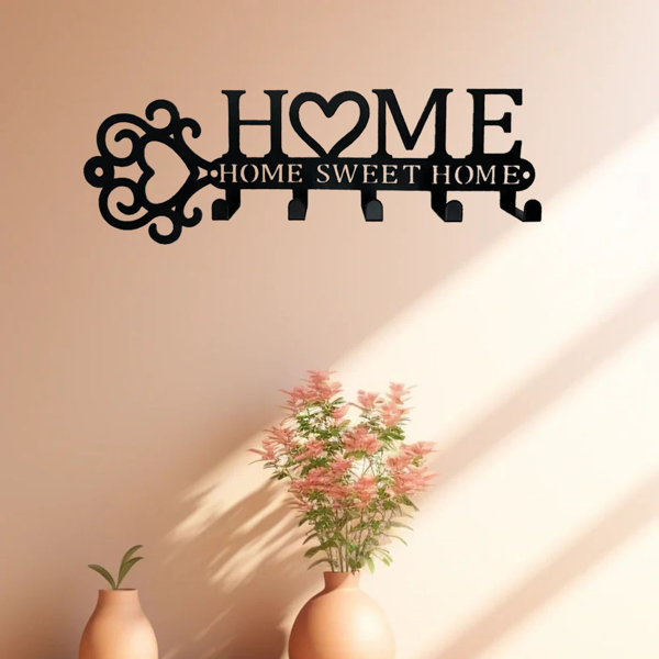 神奇的1件金属墙装钥匙夹，有5个挂钩。这个壁挂，这是一个钥匙夹壁挂，时尚的家用衣架，毛巾架，结合功能和装饰提升你的家（TikTok、temu下自提）-18