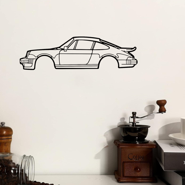 引人注目的墙壁装饰艺术：创意金属铁艺术线911涡轮跑车壁挂。这款居家艺术墙面装饰挂件，以墙面雕塑的形式，为您的空间增添一抹汽车魅力和现代风格。（TikTok、temu下自提）-10