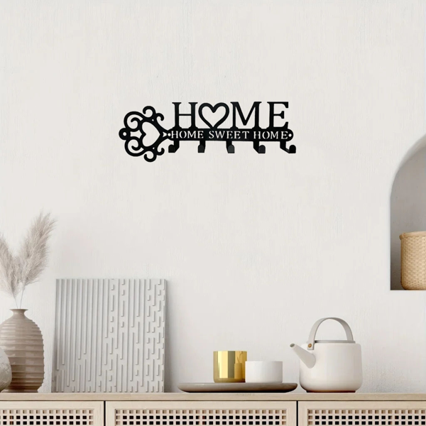 神奇的1件金属墙装钥匙夹，有5个挂钩。这个壁挂，这是一个钥匙夹壁挂，时尚的家用衣架，毛巾架，结合功能和装饰提升你的家（TikTok、temu下自提）-19