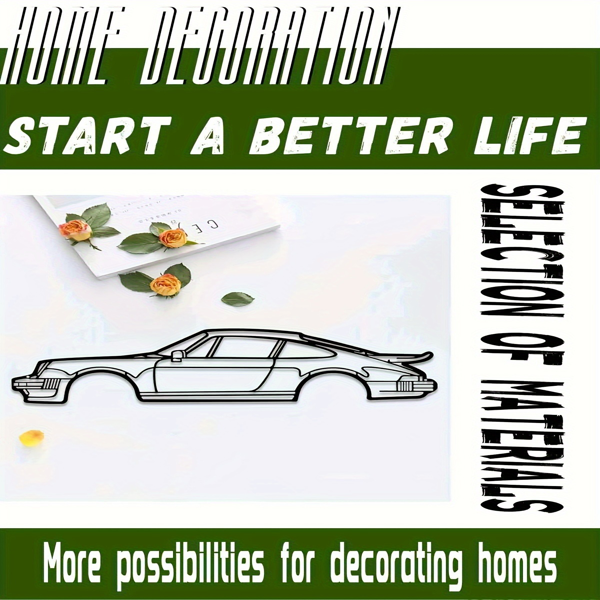 引人注目的墙壁装饰艺术：创意金属铁艺术线911涡轮跑车壁挂。这款居家艺术墙面装饰挂件，以墙面雕塑的形式，为您的空间增添一抹汽车魅力和现代风格。（TikTok、temu下自提）-18