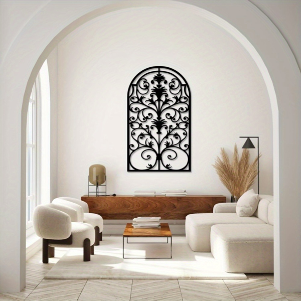 精美的金属窗框和拱门墙装饰-乡村巴洛克风格与哥特式大教堂美学的客厅，变型的墙壁雕塑和装饰艺术（TikTok、temu下自提）-11