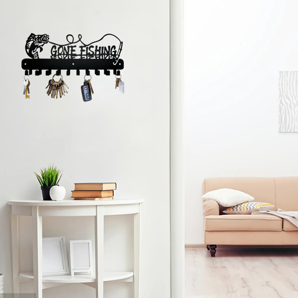 1个，可爱的鱼形钥匙架，带钩子，用于存储-固体金属支架，非常适合节省空间的组织，实用钩子。（TikTok、temu下自提）-12