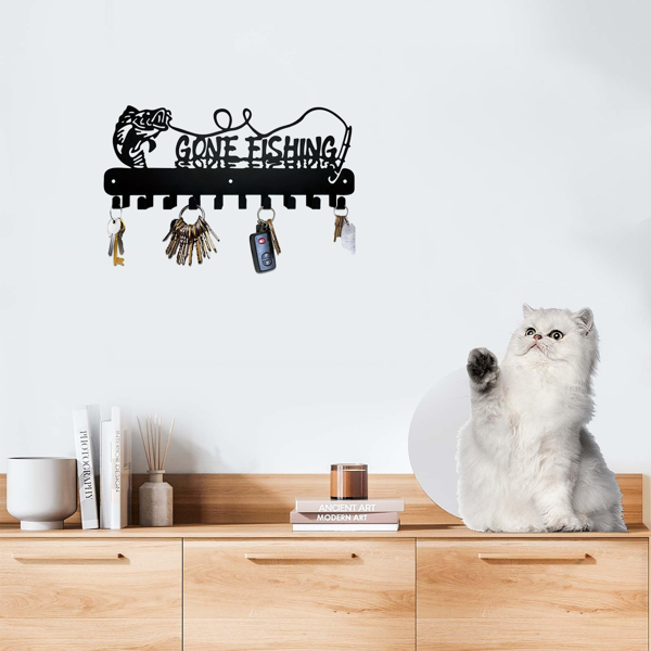 1个，可爱的鱼形钥匙架，带钩子，用于存储-固体金属支架，非常适合节省空间的组织，实用钩子。（TikTok、temu下自提）-13