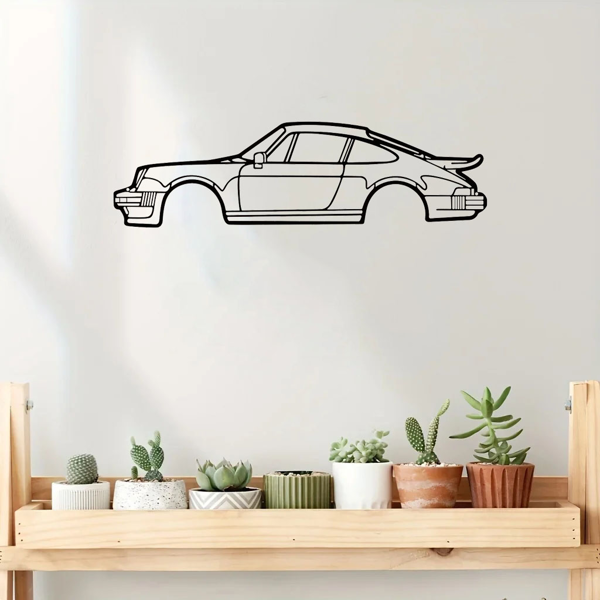 引人注目的墙壁装饰艺术：创意金属铁艺术线911涡轮跑车壁挂。这款居家艺术墙面装饰挂件，以墙面雕塑的形式，为您的空间增添一抹汽车魅力和现代风格。（TikTok、temu下自提）-7