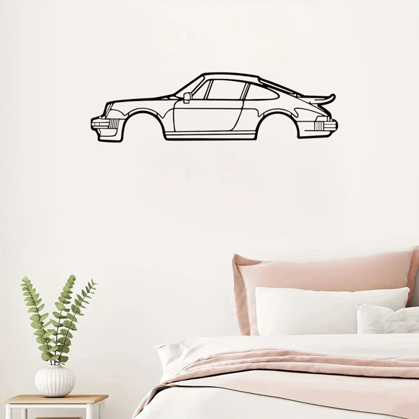 引人注目的墙壁装饰艺术：创意金属铁艺术线911涡轮跑车壁挂。这款居家艺术墙面装饰挂件，以墙面雕塑的形式，为您的空间增添一抹汽车魅力和现代风格。（TikTok、temu下自提）-4