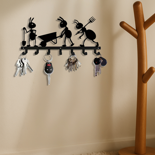 现代蚂蚁主题的墙壁挂钩组织者：时尚个性驱动的钥匙和大衣架与实用挂钩（TikTok、temu下自提）-6