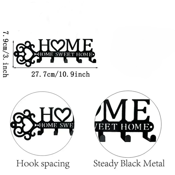 神奇的1件金属墙装钥匙夹，有5个挂钩。这个壁挂，这是一个钥匙夹壁挂，时尚的家用衣架，毛巾架，结合功能和装饰提升你的家（TikTok、temu下自提）-6