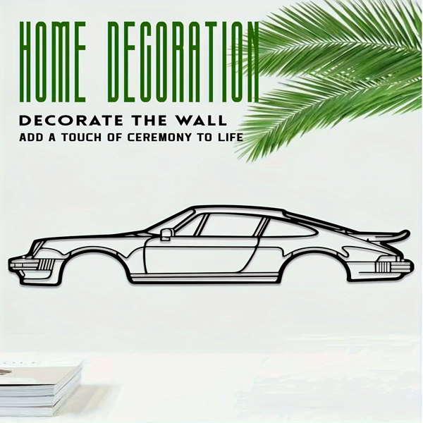 引人注目的墙壁装饰艺术：创意金属铁艺术线911涡轮跑车壁挂。这款居家艺术墙面装饰挂件，以墙面雕塑的形式，为您的空间增添一抹汽车魅力和现代风格。（TikTok、temu下自提）-37