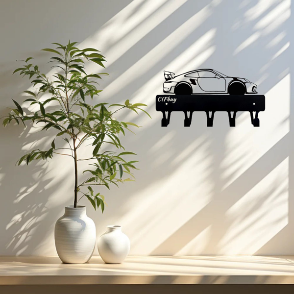 1件耀眼的赛车金属钥匙扣：艺术壁挂式挂钩与装饰设计|钥匙扣配件和装饰雕塑。关键的钩子（TikTok、temu下自提）-6