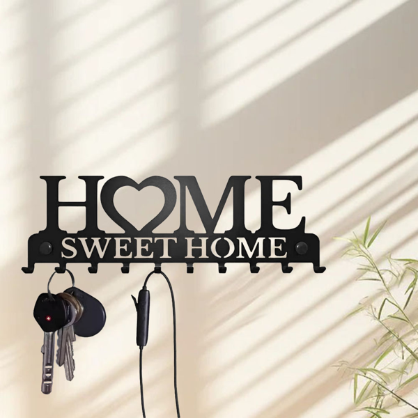 复古金属钥匙架壁挂式乡村入口收纳手工铁钩怀旧家装坚固的钥匙收纳走廊墙面装饰非常适合您的入口或大厅（TikTok、temu下自提）-62