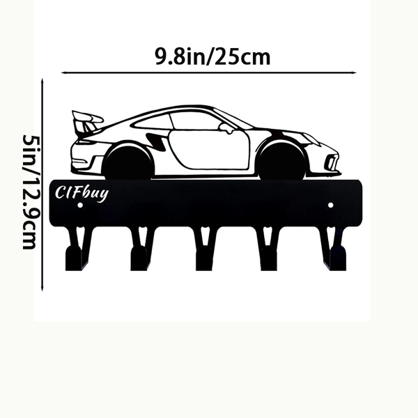 1件耀眼的赛车金属钥匙扣：艺术壁挂式挂钩与装饰设计|钥匙扣配件和装饰雕塑。关键的钩子（TikTok、temu下自提）-1