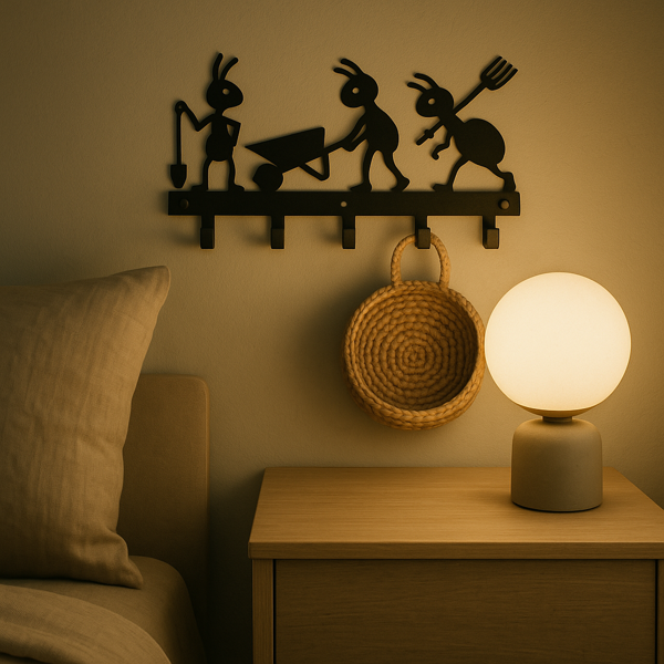 现代蚂蚁主题的墙壁挂钩组织者：时尚个性驱动的钥匙和大衣架与实用挂钩（TikTok、temu下自提）-7