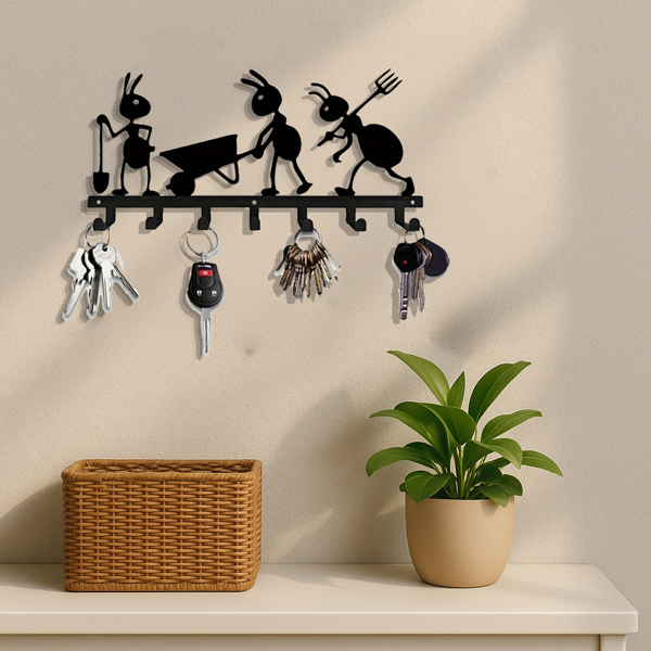 现代蚂蚁主题的墙壁挂钩组织者：时尚个性驱动的钥匙和大衣架与实用挂钩（TikTok、temu下自提）-5