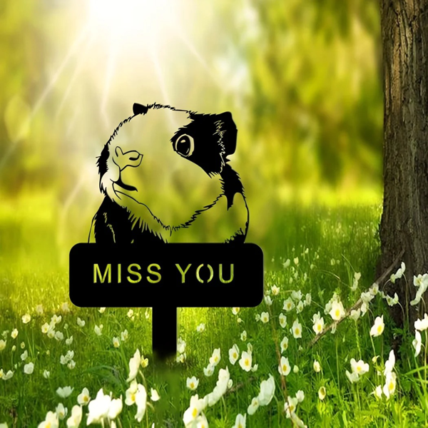 精美的天竺鼠和仓鼠纪念金属院子桩-一个优雅的装饰件，完美的纪念你心爱的宠物，户外雕像的替代品（TikTok、temu下自提）-11