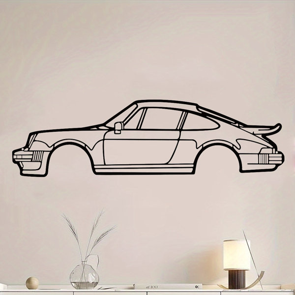 引人注目的墙壁装饰艺术：创意金属铁艺术线911涡轮跑车壁挂。这款居家艺术墙面装饰挂件，以墙面雕塑的形式，为您的空间增添一抹汽车魅力和现代风格。（TikTok、temu下自提）-11