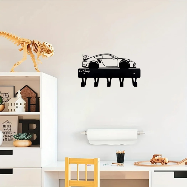 1件耀眼的赛车金属钥匙扣：艺术壁挂式挂钩与装饰设计|钥匙扣配件和装饰雕塑。关键的钩子（TikTok、temu下自提）-13