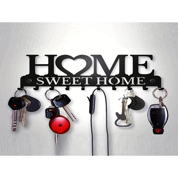 复古金属钥匙架壁挂式乡村入口收纳手工铁钩怀旧家装坚固的钥匙收纳走廊墙面装饰非常适合您的入口或大厅（TikTok、temu下自提）-71