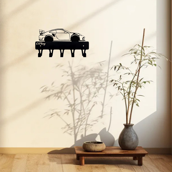 1件耀眼的赛车金属钥匙扣：艺术壁挂式挂钩与装饰设计|钥匙扣配件和装饰雕塑。关键的钩子（TikTok、temu下自提）-10