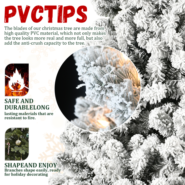 人造5英尺植绒LED灯圣诞树，551PVC混合枝尖，优质铰链和可折叠底座圣诞节装饰-8