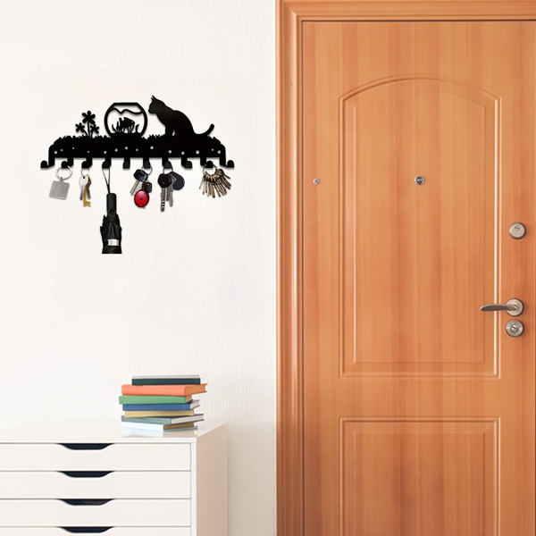 可爱的小猫启发的金属壁挂式机架拥有10个挂钩，理想的装饰组织者的墙壁。实用和时尚。实用钩子。（TikTok、temu下自提）-19