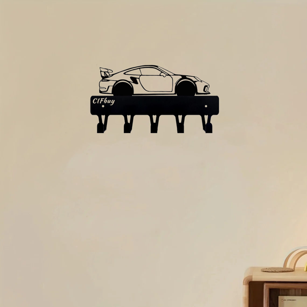 1件耀眼的赛车金属钥匙扣：艺术壁挂式挂钩与装饰设计|钥匙扣配件和装饰雕塑。关键的钩子（TikTok、temu下自提）-3