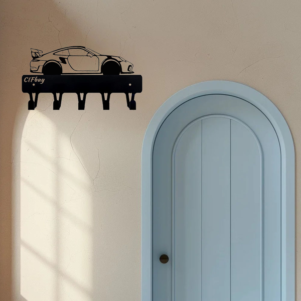 1件耀眼的赛车金属钥匙扣：艺术壁挂式挂钩与装饰设计|钥匙扣配件和装饰雕塑。关键的钩子（TikTok、temu下自提）-9