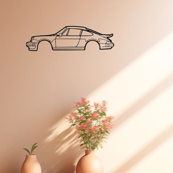 引人注目的墙壁装饰艺术：创意金属铁艺术线911涡轮跑车壁挂。这款居家艺术墙面装饰挂件，以墙面雕塑的形式，为您的空间增添一抹汽车魅力和现代风格。（TikTok、temu下自提）-2