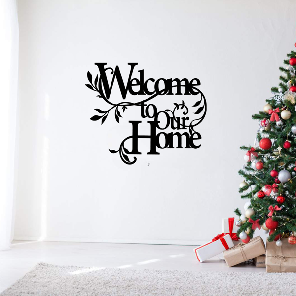 诱人的金属“欢迎来到我们的家”的墙壁标志：迷人的墙壁装饰挂件。邀请的欢迎标志是一个令人愉快的家庭装饰的一部分，在门廊和客厅创造一个迷人的氛围与美丽的墙壁雕塑（TikTok、temu下自提）-11
