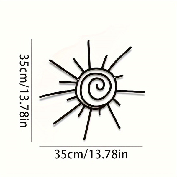 CIFbuy™ 用这款带有太阳纹图案的墙面艺术品展现您的风格——波西米亚风格手工金属设计 | 横向悬挂，室内/室外海滩装饰墙面雕塑。（TikTok、temu下自提）-4