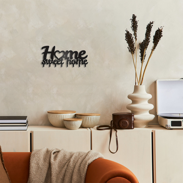 1个钥匙架用于墙壁，黑色钥匙架用于墙壁装饰，金属墙壁装饰用于办公室，走廊，入口通道，钥匙挂钩挂钥匙（TikTok、temu下自提）-33