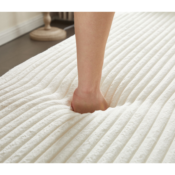 现代落地沙发，带 2 个枕头，可转换毛绒灯芯绒泡沫填充沙发床，15 英寸全尺寸折叠床垫，适用于客厅、客床，无需组装，米色-12