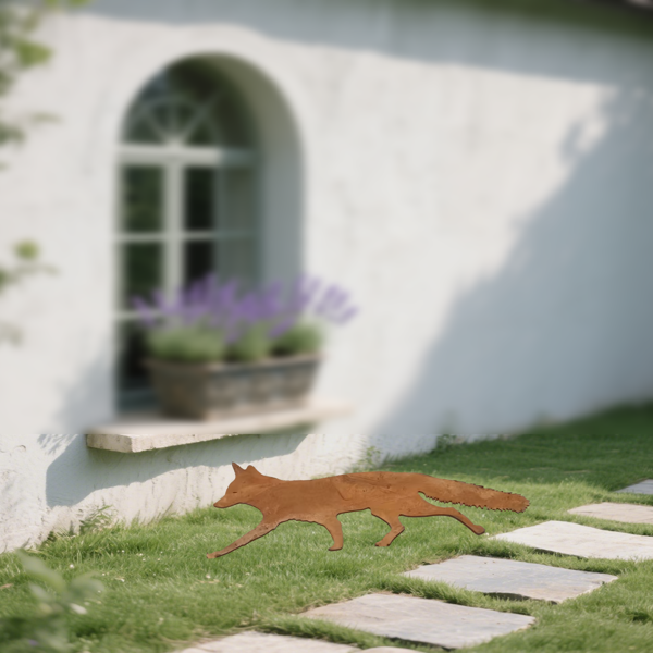 CIFbuy™ 乡村风格金属花园桩 - 南希狐装饰品，迷人的户外雕像及墙面雕塑，用于庭院美化，独特的乡村金属艺术品，适用于花园、露台和草坪的户外装饰，单件产品（TikTok、temu下自提）-5