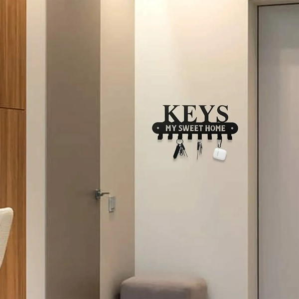 1个华丽的黑色金属钥匙扣，带有“甜蜜的家”，挂在墙上的挂钩-用这个令人惊叹的衣架和储物架作为时尚的壁挂装饰和墙壁雕塑（TikTok、temu下自提）-20