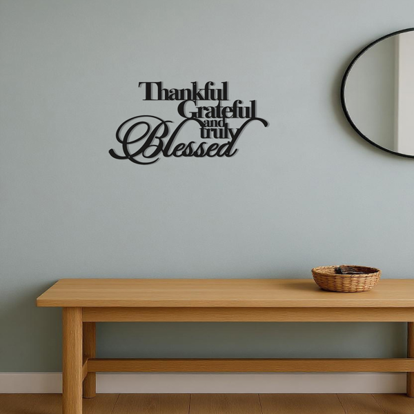 CIFbuy™ 优雅的“感恩、感激、幸运”金属艺术品 - 适用于家庭办公室、卧室、客厅的鼓舞人心的墙面装饰品，带有激励性设计的感性礼物，室内壁挂式墙面雕塑品（TikTok、temu下自提）-2