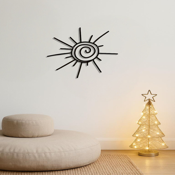 CIFbuy™ 用这款带有太阳纹图案的墙面艺术品展现您的风格——波西米亚风格手工金属设计 | 横向悬挂，室内/室外海滩装饰墙面雕塑。（TikTok、temu下自提）-6