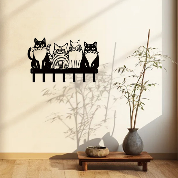 可爱的猫为主题的金属墙挂钩：挂毛巾，外套，钥匙毫不费力。猫爱好者的必备品。多才多艺添加猫的风格。实用钩子（TikTok、temu下自提）-12