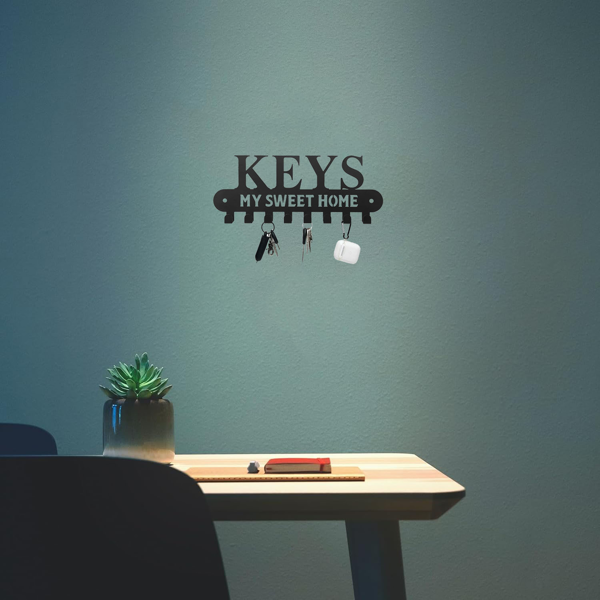 1个华丽的黑色金属钥匙扣，带有“甜蜜的家”，挂在墙上的挂钩-用这个令人惊叹的衣架和储物架作为时尚的壁挂装饰和墙壁雕塑（TikTok、temu下自提）-34